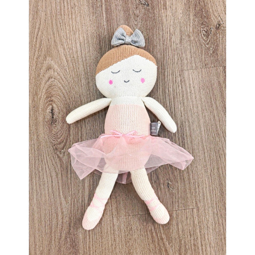 Emma Ballerina Knit Plush Doll Pink Tutu Stuffed Toy Soft Nursery Lovey